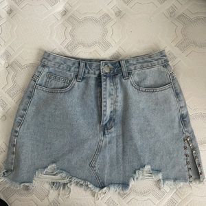 light wash denim skirt